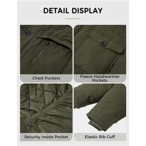 Men's Big and Tall Winter Warm Heavy Hooded Parka Jacket - Picture 6 of 8